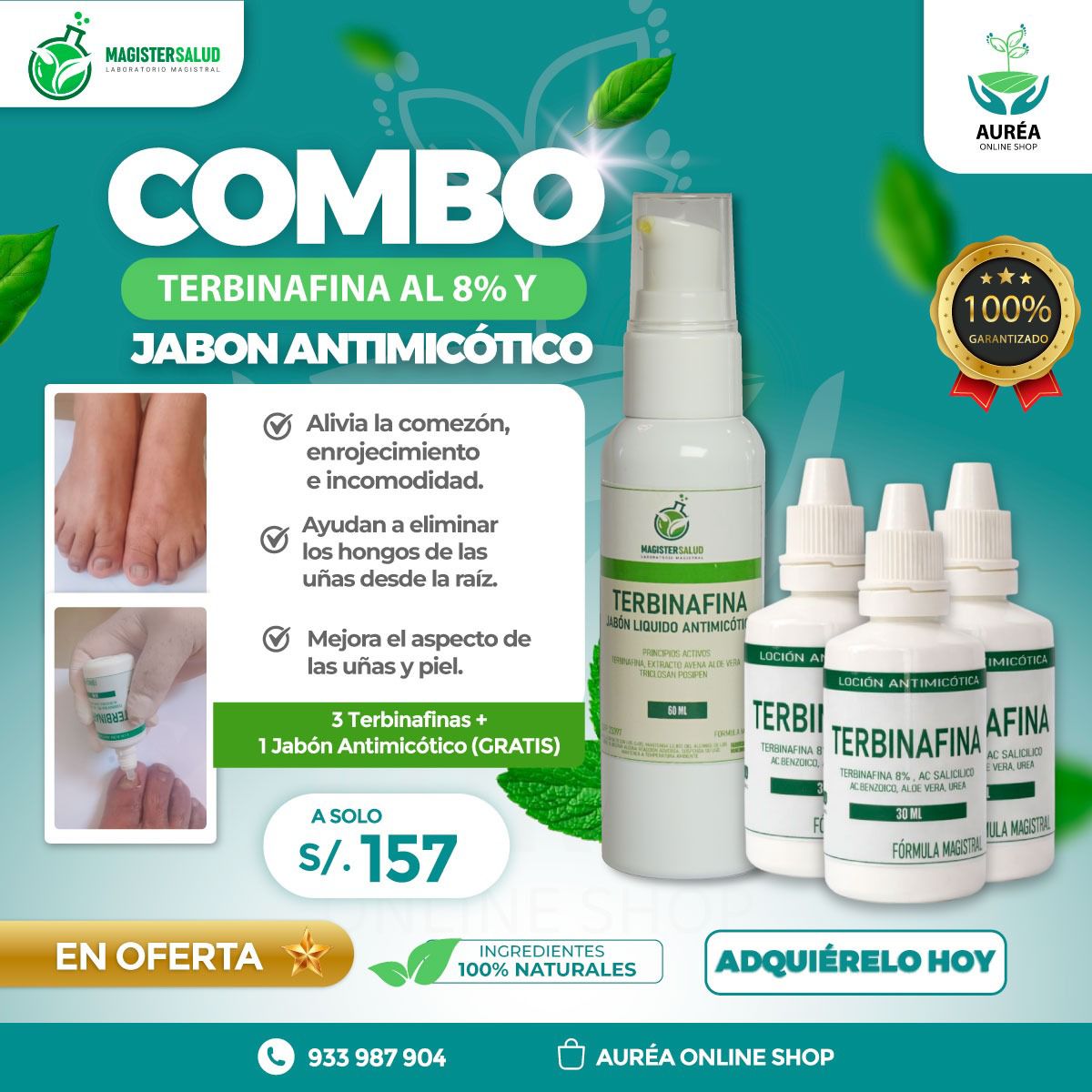 TERBINAFINA 8% + UREA 10% - LOCIÓN ANTIMICÓTICA